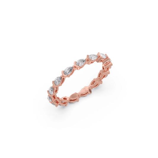 Half Bezel Pear Diamond Ring - Rose