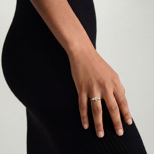 0.59Ct Three-Stone Diamond Prong Ring - MQ_AI