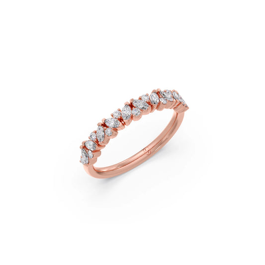 Marquise & Round Half Eternity Diamond Ring - Rose
