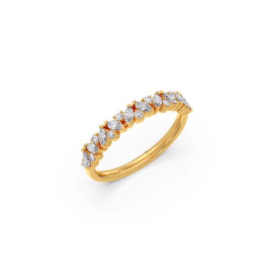 Marquise & Round Half Eternity Diamond Ring - Yellow