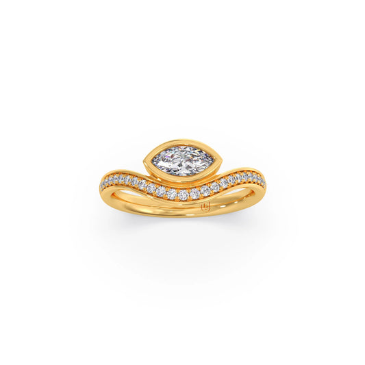 Elegant Marquise and Round Diamond Ring - Yellow