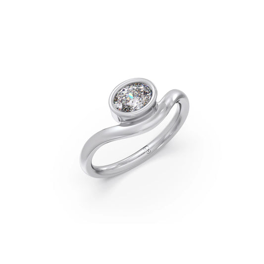 0.72ct Oval Bezel Diamond Ring - White