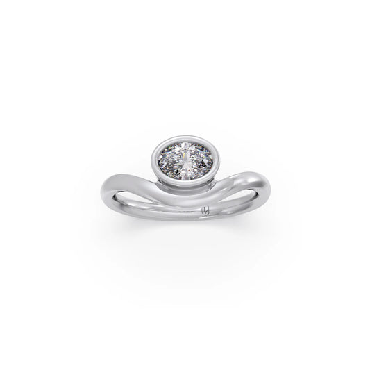 0.72ct Oval Bezel Diamond Ring - White