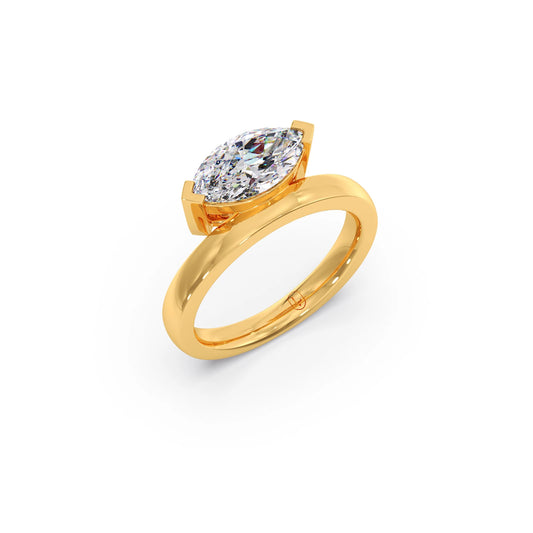 Bezel Set Marquise Shape Diamond Ring - Yellow