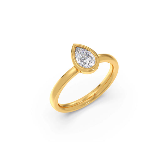 Pear Cut Bezel Solitaire Ring - Yellow