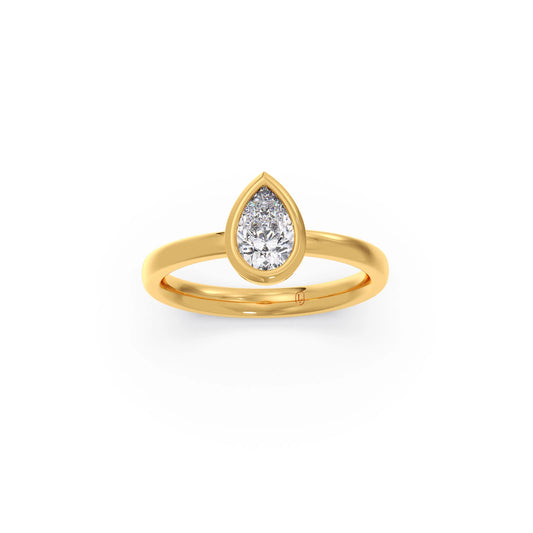 Pear Cut Bezel Solitaire Ring - Yellow