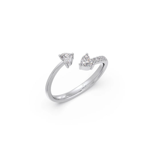0.45ct Heart & Round Diamond Toi et Moi Ring - White