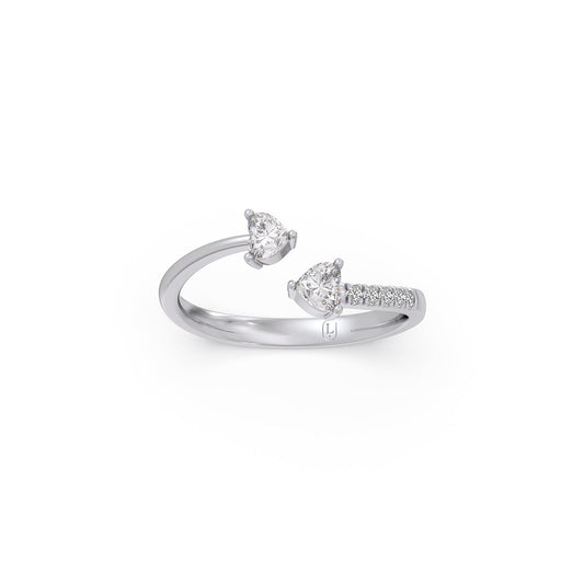 0.45ct Heart & Round Diamond Toi et Moi Ring - White