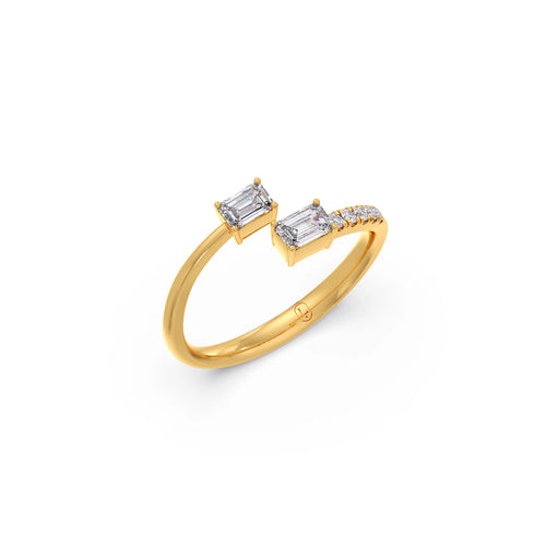 0.34ct Emerald & Round Diamond Toi et Moi Ring