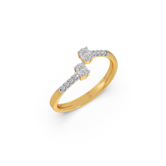 0.28ct Oval & Round Diamond Toi et Moi Ring - Yellow