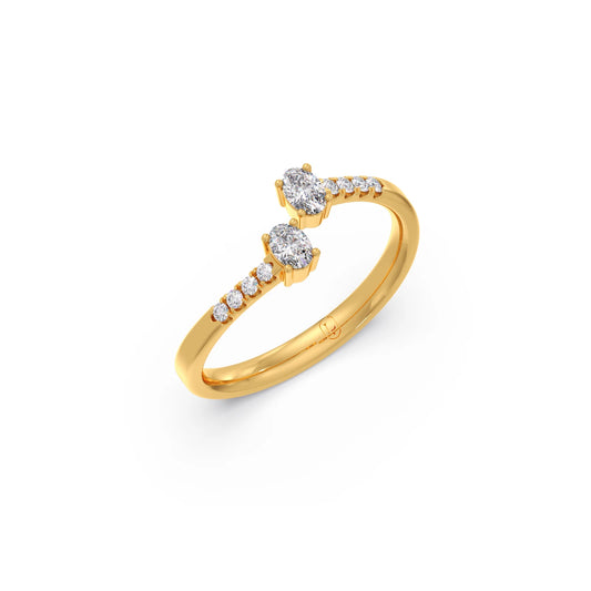 0.28ct Oval & Round Diamond Toi et Moi Ring - Yellow