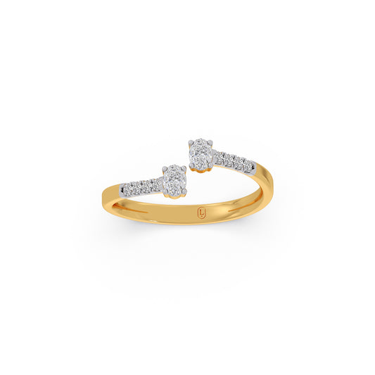 0.28ct Oval & Round Diamond Toi et Moi Ring - Yellow