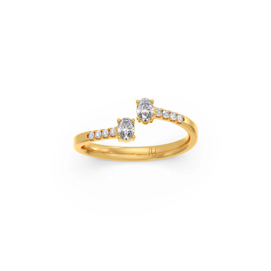 0.28ct Oval & Round Diamond Toi et Moi Ring - Yellow