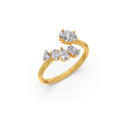 Three-Shape Diamond Cluster Ring - Yellow