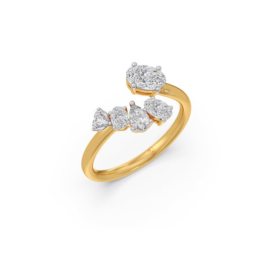 Three-Shape Diamond Cluster Ring - Yellow