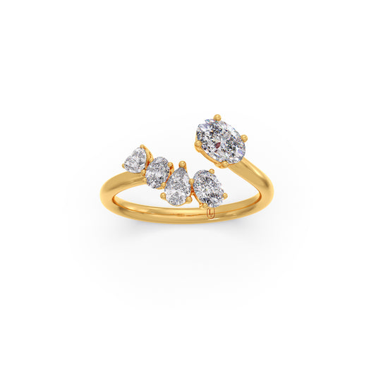Three-Shape Diamond Cluster Ring - Yellow