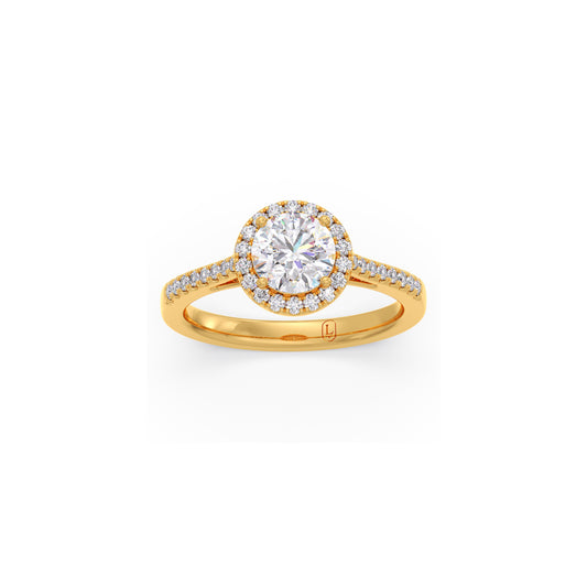 Classic Round Diamond Ring with Side Stones - Yellow