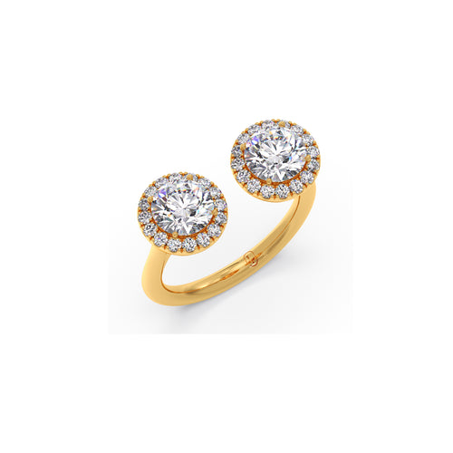 Round Gemini Halo Diamond Ring
