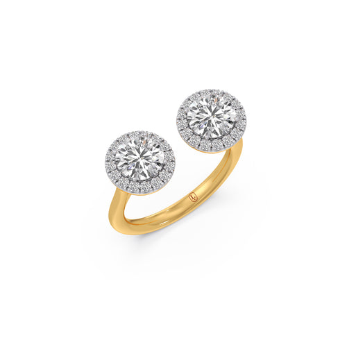 Round Gemini Halo Diamond Ring