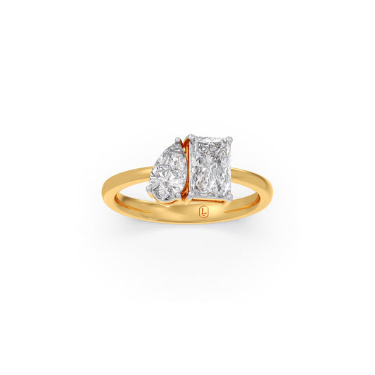 Pear & Radiant Cut Diamond Toi et Moi Ring - Yellow