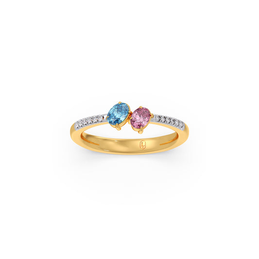 Diamond & Gemstone Toi et Moi Ring - Yellow