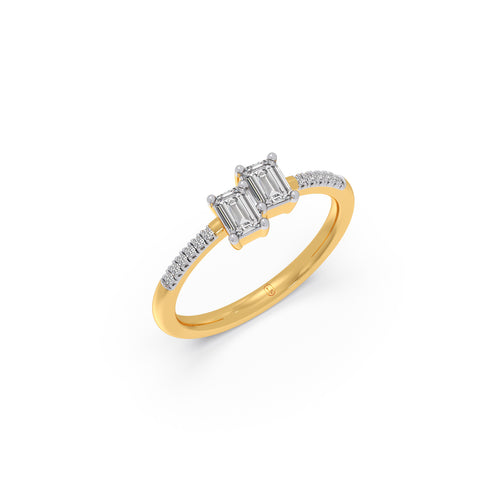 0.62Ct Emerald & Round Toi et Moi Ring