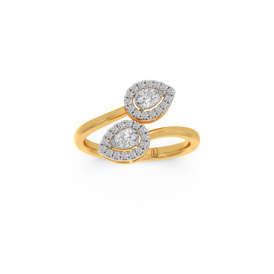 Pear and Round Diamond Toi et Moi Ring - Yellow