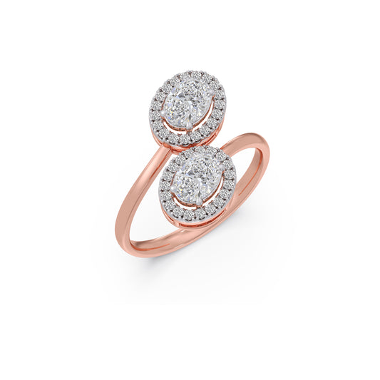 1.19ct Oval & Round Toi et Moi Ring - Rose
