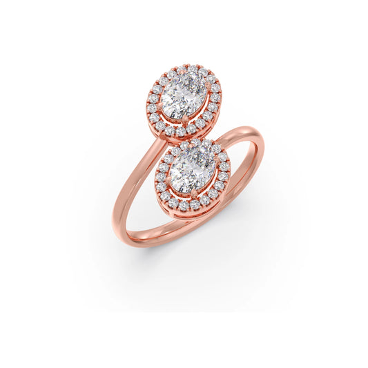1.19ct Oval & Round Toi et Moi Ring - Rose