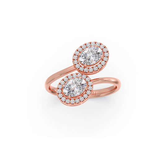 1.19ct Oval & Round Toi et Moi Ring - Rose