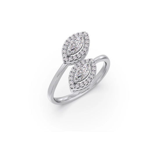 Marquise & Round Toi et Moi Ring - White