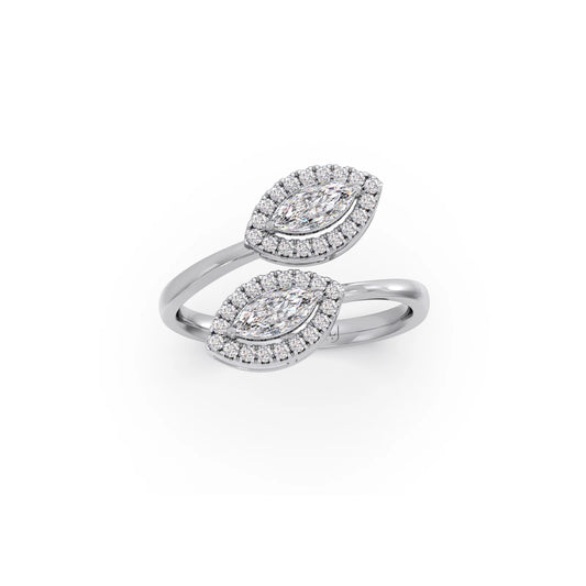 Marquise & Round Toi et Moi Ring - White