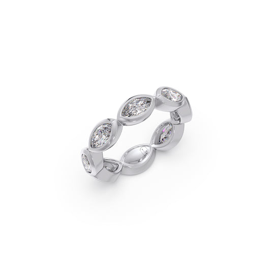 Marquise Diamond Bezel Set Eternity Band - White