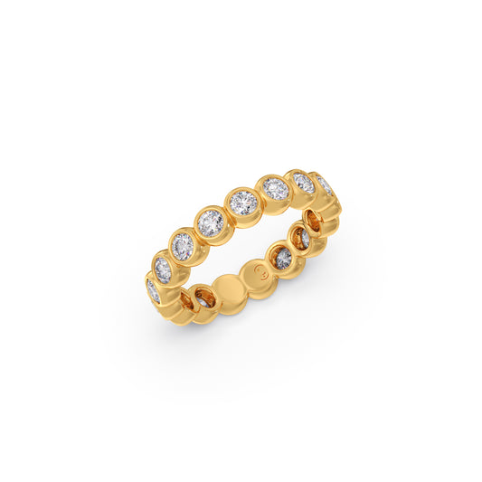 Classic Bezel Round Diamond Eternity Ring - Yellow