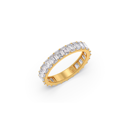 2.90ct Full Eternity Emerald Cut Diamond Ring - Yellow