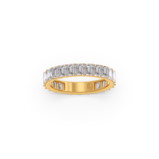 2.90ct Full Eternity Emerald Cut Diamond Ring - Yellow