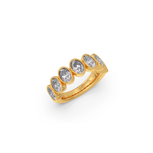 Classic Oval Diamond Half Eternity Ring - Yellow
