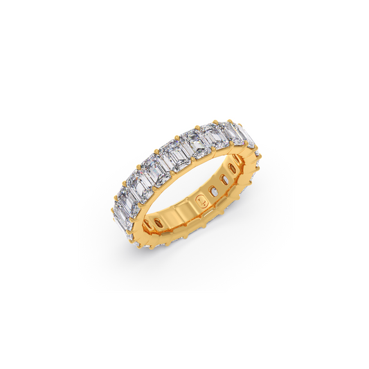 Luxurious Emerald Cut Full Eternity Ring - Yellow