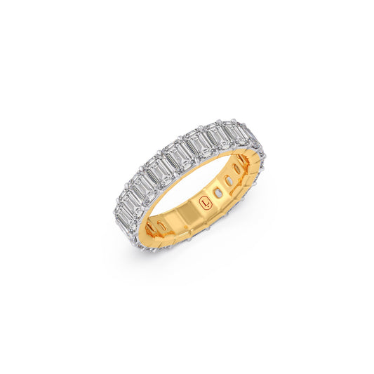 Luxurious Emerald Cut Full Eternity Ring - Yellow