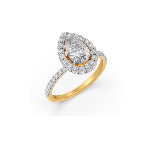 Teardrop Halo Solitaire Engagement Ring