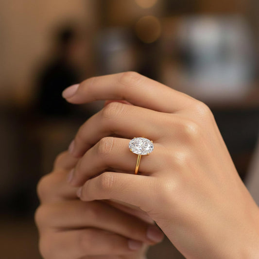 Oval Cathedral Solitaire Ring - MH