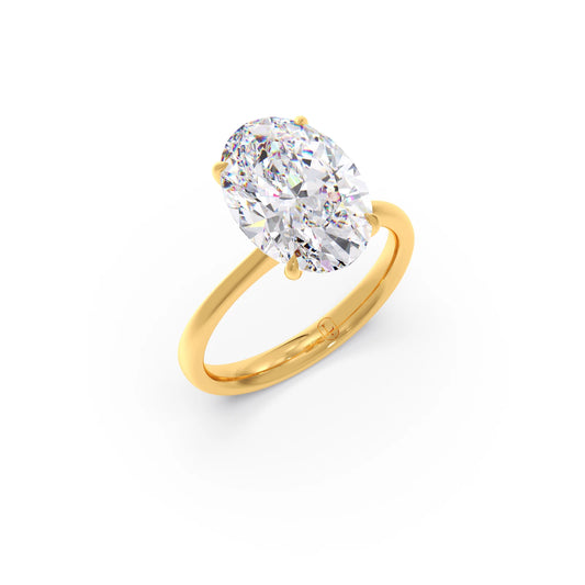 Oval Cathedral Solitaire Ring - Yellow