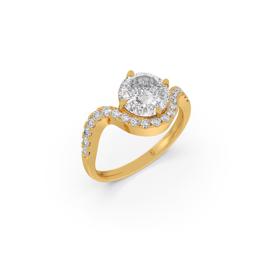 Portuguese Crescent Solitaire Ring - Yellow