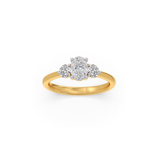Oval & Round Cut Diamond Ring - Yellow