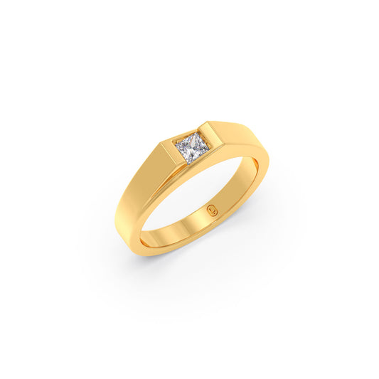 Mens Channel Set Princess Cut Ring - Yellow