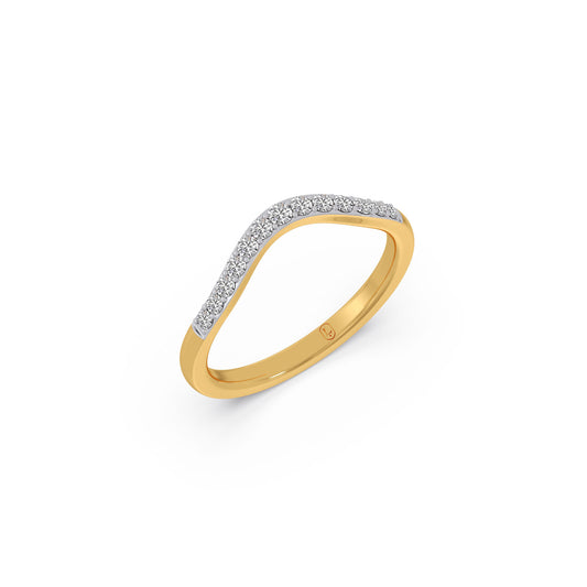 Round Curved Diamond Casual Ring - Yellow