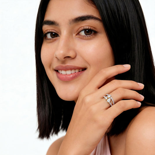 Multi-Pear Diamond Ring with Round Accents - MQ_AI