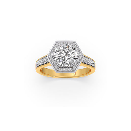 Cathedral Round Solitaire Ring - Yellow
