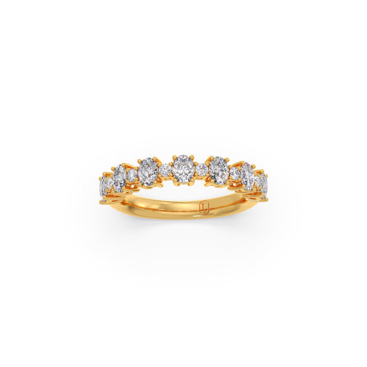 Oval and Round Diamond Accent Ring - Yellow