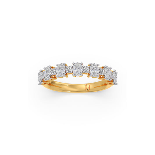 Oval and Round Diamond Accent Ring - Yellow